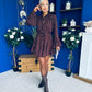 Katie High Neck Mini Dress Polka Chocolate