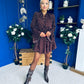 Katie High Neck Mini Dress Polka Chocolate