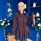 Katie High Neck Mini Dress Polka Chocolate