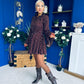 Katie High Neck Mini Dress Polka Chocolate