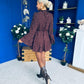 Katie High Neck Mini Dress Polka Chocolate