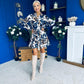 Dorothy Printed Mini Shirt Dress Blue