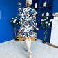 Dorothy Printed Mini Shirt Dress Blue