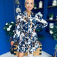 Dorothy Printed Mini Shirt Dress Blue