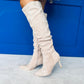 Jason Faux Suede Knee High Boots Beige
