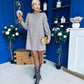 Stephanie Mini Shift Dress Taupe Check