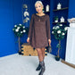 Codi Faux Suede Mini Shift Dress Chocolate