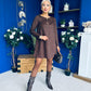 Codi Faux Suede Mini Shift Dress Chocolate