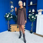 Codi Faux Suede Mini Shift Dress Chocolate