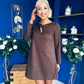 Codi Faux Suede Mini Shift Dress Chocolate