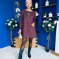 Codi Faux Suede Mini Shift Dress Burgundy