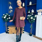Codi Faux Suede Mini Shift Dress Burgundy