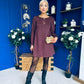 Codi Faux Suede Mini Shift Dress Burgundy