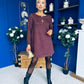 Codi Faux Suede Mini Shift Dress Burgundy