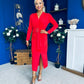 Ester Detailed Midi Dress Red