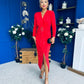 Ester Detailed Midi Dress Red