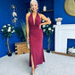 Kily Detailed Halterneck Maxi Dress Wine