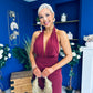 Kily Detailed Halterneck Maxi Dress Wine