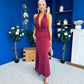 Kily Detailed Halterneck Maxi Dress Wine