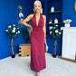 Kily Detailed Halterneck Maxi Dress Wine