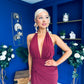Kily Detailed Halterneck Maxi Dress Wine