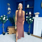 Kily Detailed Halterneck Maxi Dress Chocolate