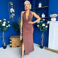 Kily Detailed Halterneck Maxi Dress Chocolate