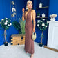 Kily Detailed Halterneck Maxi Dress Chocolate