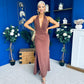 Kily Detailed Halterneck Maxi Dress Chocolate