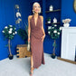 Kily Detailed Halterneck Maxi Dress Chocolate