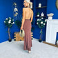 Kily Detailed Halterneck Maxi Dress Chocolate