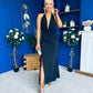 Kily Detailed Halterneck Maxi Dress Black
