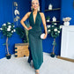 Kily Detailed Halterneck Maxi Dress Forest