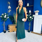 Kily Detailed Halterneck Maxi Dress Forest