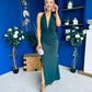 Kily Detailed Halterneck Maxi Dress Forest