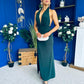 Kily Detailed Halterneck Maxi Dress Forest