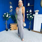 Kily Detailed Halterneck Maxi Dress Taupe