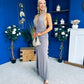Kily Detailed Halterneck Maxi Dress Taupe
