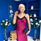 Brody Lace Detail Slinky Dress Wine