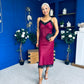 Brody Lace Detail Slinky Dress Wine