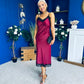 Brody Lace Detail Slinky Dress Wine