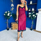 Brody Lace Detail Slinky Dress Wine