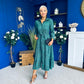 Angela Long Sleeve Maxi Shirt Dress Animal Green