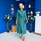 Angela Long Sleeve Maxi Shirt Dress Animal Green