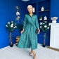 Angela Long Sleeve Maxi Shirt Dress Animal Green