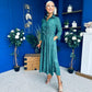Angela Long Sleeve Maxi Shirt Dress Animal Green