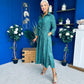 Angela Long Sleeve Maxi Shirt Dress Animal Green