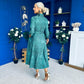 Angela Long Sleeve Maxi Shirt Dress Animal Green
