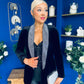 Alexis Velvet Detailed Blazer Black / Silver
