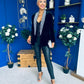 Alexis Velvet Detailed Blazer Black / Silver